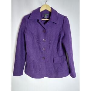 GRACE ELEMENTS Wool Jacket Purple Women Solid Long Sleeve 100% Wool Size 8